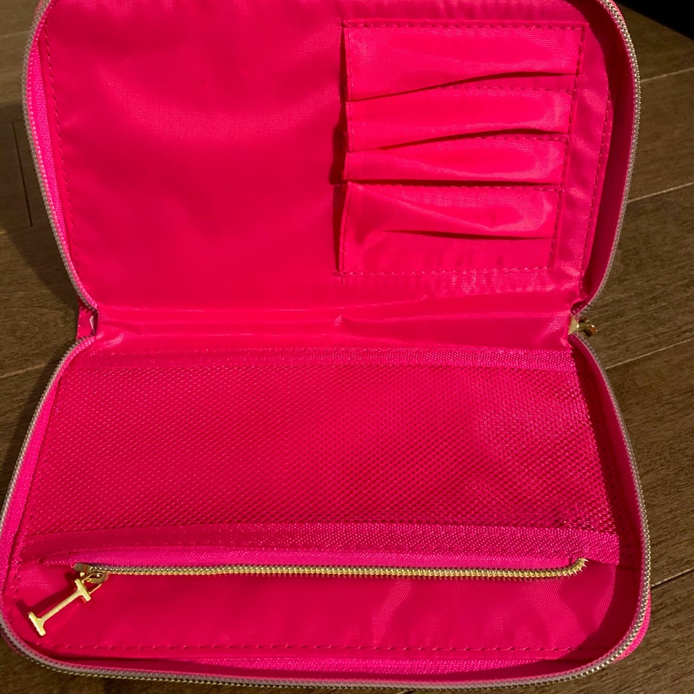 pink cheetah print makeup bag, travel size